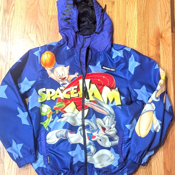 MEMBERS ONLY Jacket SPACE JAM Tune Squad Bugs Bunny Purple Windbreaker - Size M - Picture 1 of 7